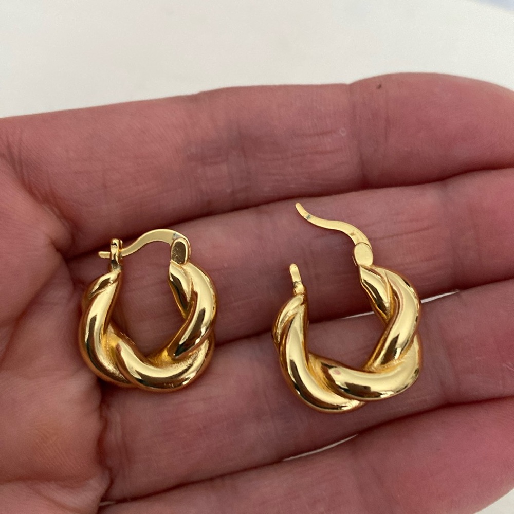 Twisted Gold Hoop Earrings Gold Color